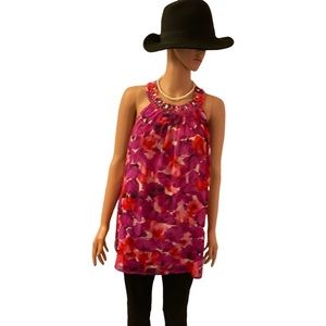 Vintage Rhinestone Halter Neck Detail Floral top. Size M